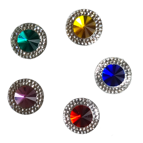 Face Paint Gems - Large Crown Round Gems - .5" - Mixed Colors - Pack of 40