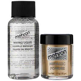 Mehron Metallic Powder With Mixing Liquid - .17oz Gold Mehron