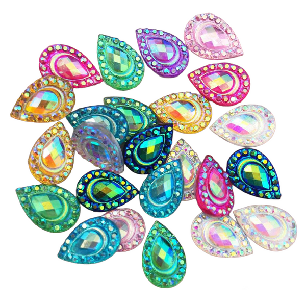 Face Paint Gems - Mini Teardrop Gems - .5" - Mixed Colors - Pack of 50