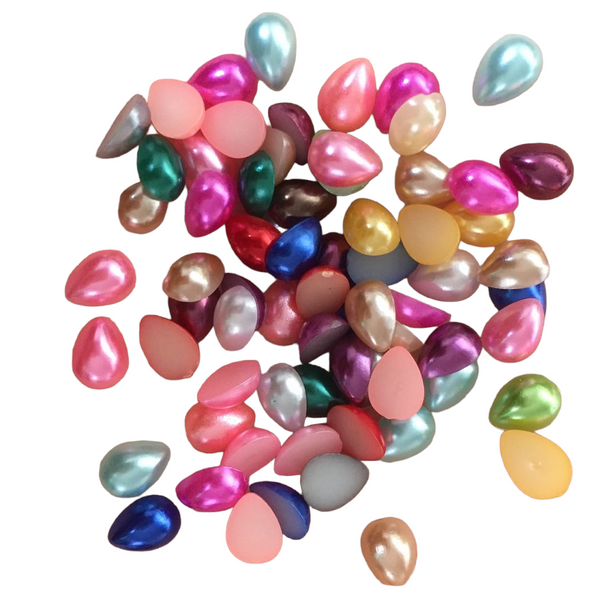 Face Paint Gems - Pearl Teardrop Gems - .3" - Mixed Colors - Pack of 100