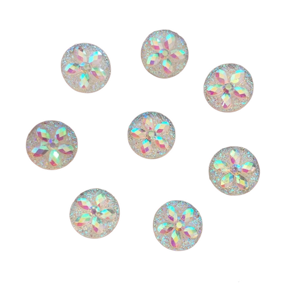 Face Paint Gems - Flower Iridescent Round Gems - .4" - Mixed Colors - Pack of 20