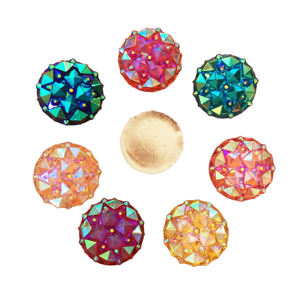 Face Paint Gems - Pointed Round Gems - .25" - Mixed Colors - Pack of 40