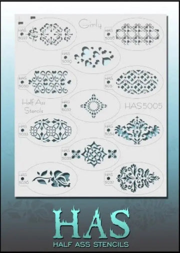 Face Paint Stencil Girly - Half Ass Stencil - Set 5005 Bad Ass Stencils