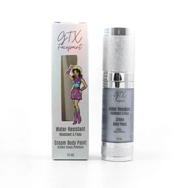 GTX Facepaint - Water-Resistant Cream Body Paint - Steel Guitar Silver - Metallic GTX Face Paint