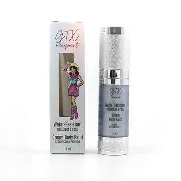 GTX Facepaint - Water-Resistant Cream Body Paint - Steel Guitar Silver - Metallic GTX Face Paint