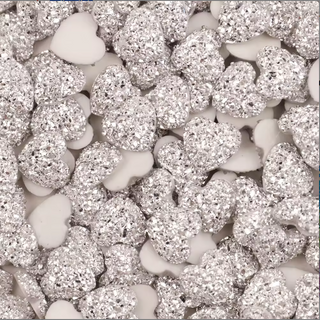 Face Paint Gems - Heart Gem Silver - 12mm (0.5") - Pack of 10