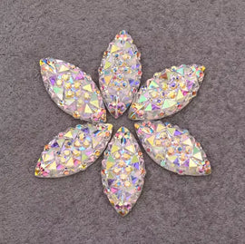 Face Paint Gems - Marquise Crystal White - 7mm (0.27") x 15mm (0.59") - Pack of 10 Face Paint Forum Shop