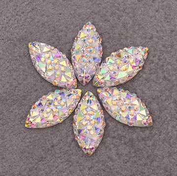 Face Paint Gems - Marquise Crystal White - 7mm (0.27") x 15mm (0.59") - Pack of 10 Face Paint Forum Shop