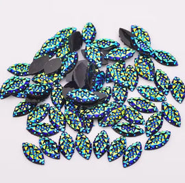 Face Paint Gems - Marquise Crystal Iridescent Black - 7mm (0.27") x 15mm (0.59") - Pack of 10 Face Paint Forum Shop