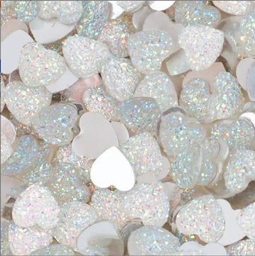 Face Paint Gems - Heart Gem White - 12mm (0.5") - Pack of 10 Face Paint Forum Shop