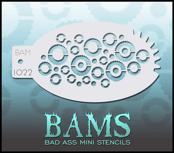 Bad Ass Mini Stencil - 1022 Gears and Cogs Stencil Bad Ass Stencils
