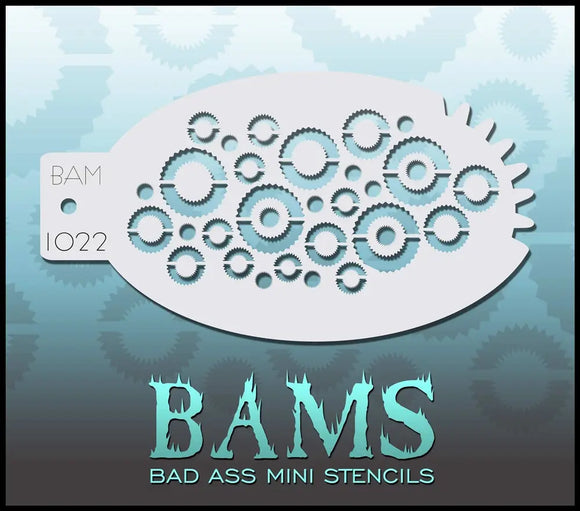 Bad Ass Mini Stencil - 1022 Gears and Cogs Stencil Bad Ass Stencils
