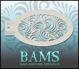 Bad Ass Mini Stencil - 3001 Swirl Cascade Bad Ass Stencils