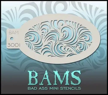 Bad Ass Mini Stencil - 3001 Swirl Cascade Bad Ass Stencils