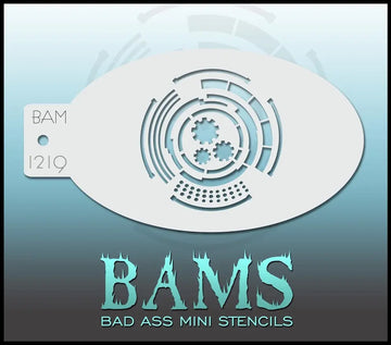Bad Ass Mini Stencil - 1219 Gear Circuitry Stencil Bad Ass Stencils