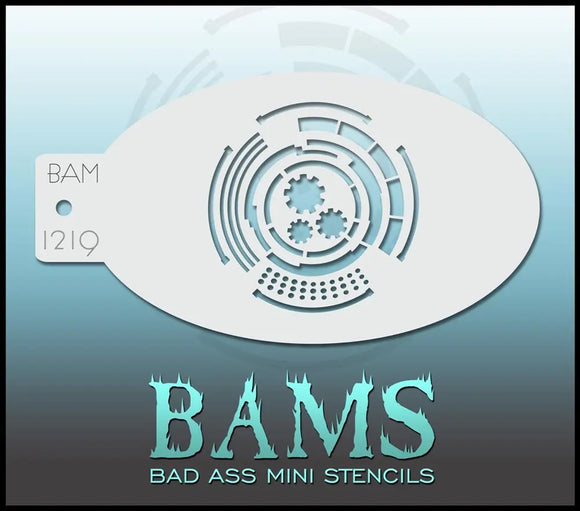 Bad Ass Mini Stencil - 1219 Gear Circuitry Stencil Bad Ass Stencils