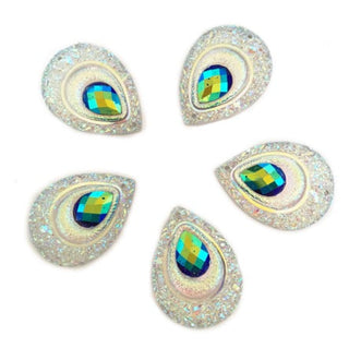 Face Paint Gems - 1" Double Teardrop Peacock Green - Pack of 10