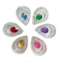 Face Paint Gems - 1" Double Teardrop Gems - Mixed Colors - Pack of 10 gems