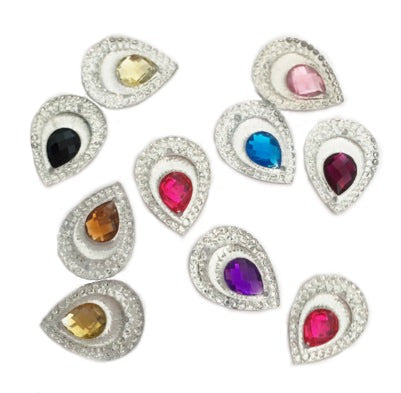 Face Paint Gems - 3/4" Double Teardrop Gems - Mixed Colors - Pack of 20 gems