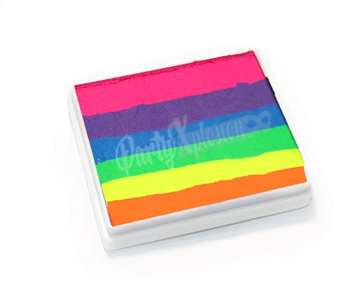 PartyXplosion Face Paint - Split Cake - Neon Rainbow - 50 grams