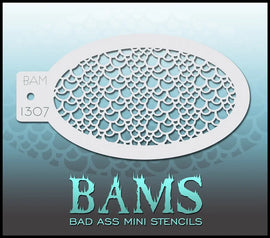 Bad Ass Mini Stencil - 1307 Mermaid Scales Bad Ass Stencils
