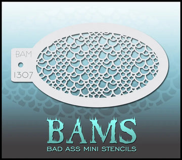 Bad Ass Mini Stencil - 1307 Mermaid Scales Bad Ass Stencils
