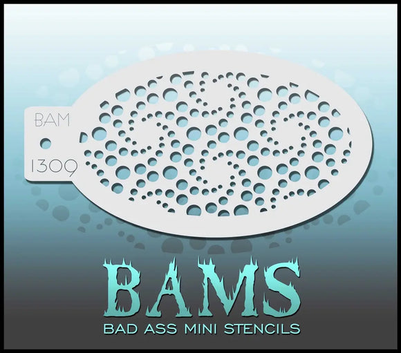 Bad Ass Mini Stencil - 1309 Swirly Dots Bad Ass Stencils