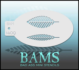 Bad Ass Mini Stencil - 1409 Feathers Leaves Stencil Bad Ass Stencils
