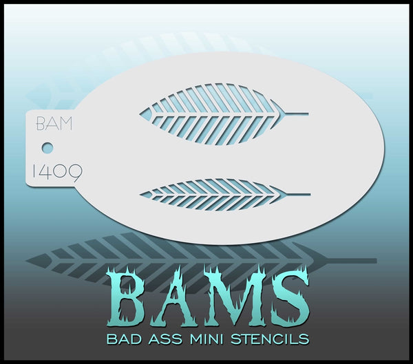 Bad Ass Mini Stencil - 1409 Feathers Leaves Stencil