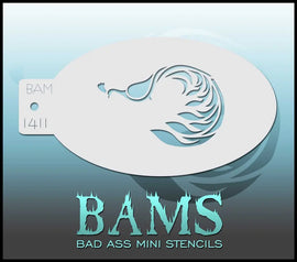 Bad Ass Mini Stencil - 1411 Peacock Stencil Bad Ass Stencils