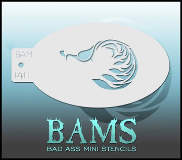 Bad Ass Mini Stencil - 1411 Peacock Stencil Bad Ass Stencils