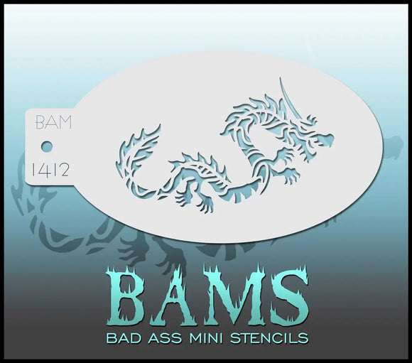 Bad Ass Mini Stencil - 1412 Dragon Stencil Bad Ass Stencils