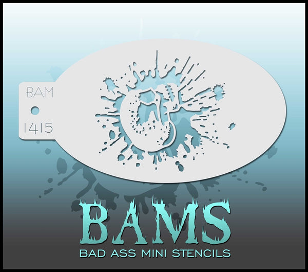 Bad Ass Mini Stencil - 1415 Splattered Skull Stencil