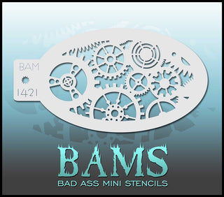 Bad Ass Mini Stencil - 1421 Gears Stencil