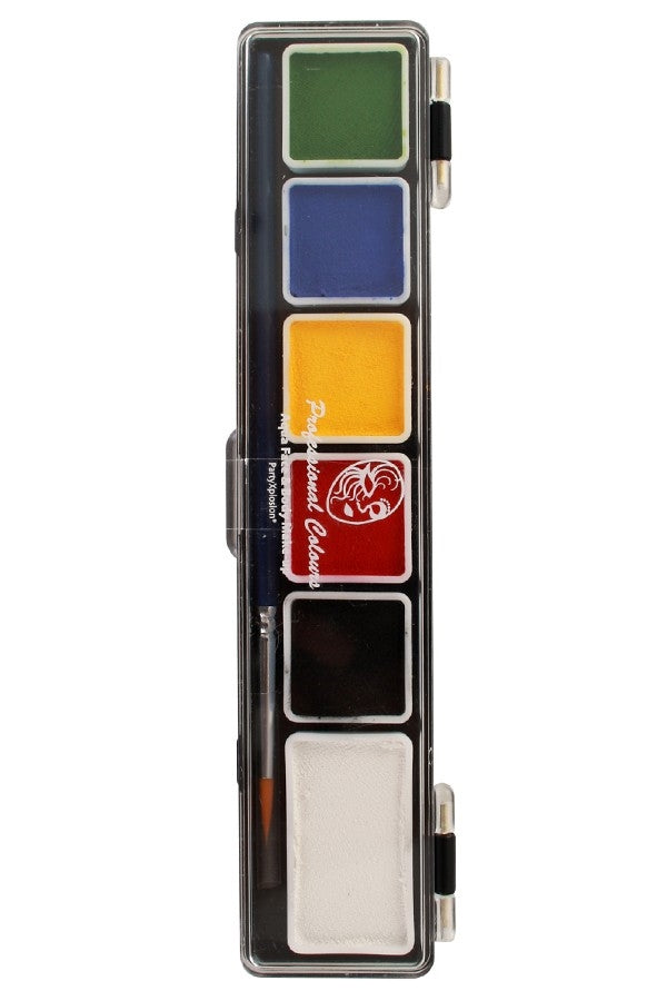 PartyXplosion Face Paint - Essential Colors Palette with Brush - 43702