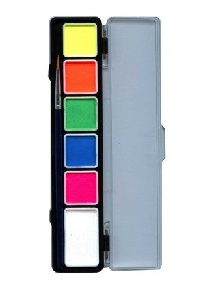 PartyXplosion Face Paint - 1 Stroke Special FX Palette Neon Colours 5x3 and 1x6 gram