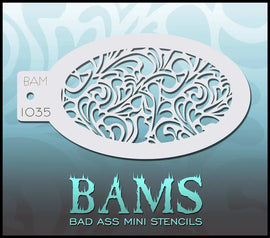 Bad Ass Mini Stencil - 1035 Hearts and Swirls Stencil Bad Ass Stencils