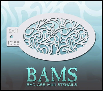 Bad Ass Mini Stencil - 1035 Hearts and Swirls Stencil Bad Ass Stencils