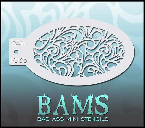 Bad Ass Mini Stencil - 1035 Hearts and Swirls Stencil Bad Ass Stencils