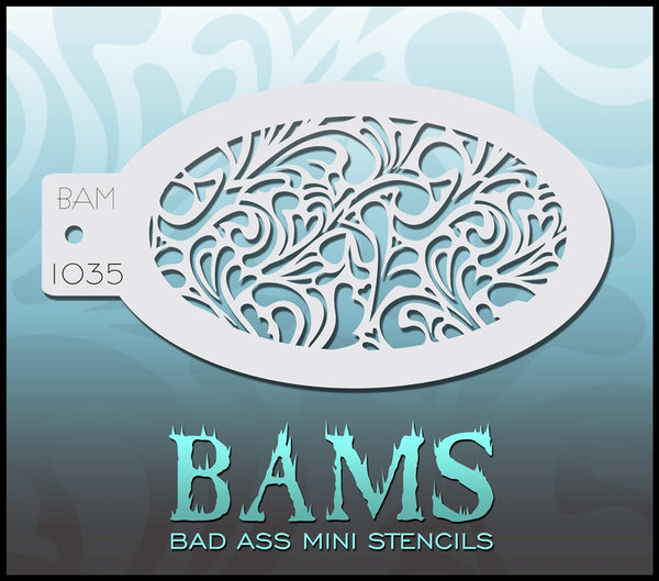 Bad Ass Mini Stencil - 1035 Hearts and Swirls Stencil