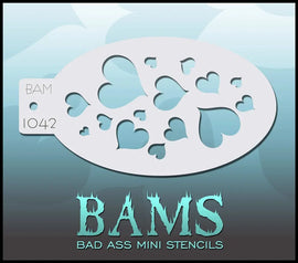 Bad Ass Mini Stencil - 1042 Hearts Stencil Bad Ass Stencils