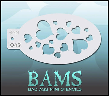 Bad Ass Mini Stencil - 1042 Hearts Stencil Bad Ass Stencils