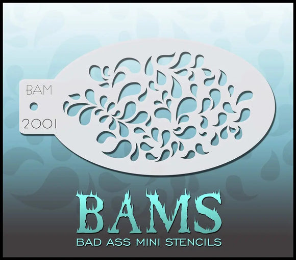 Bad Ass Mini Stencil - 2001 Tear Drops Stencil Bad Ass Stencils