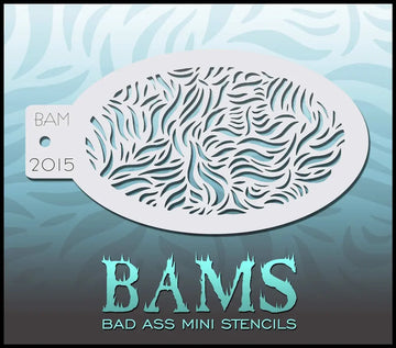 Bad Ass Mini Stencil - 2015 Curved Foliage Stencil Bad Ass Stencils
