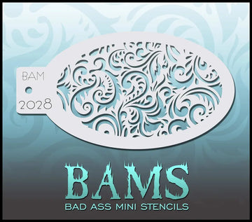 Bad Ass Mini Stencil - 2028 Swirls Stencil Bad Ass Stencils