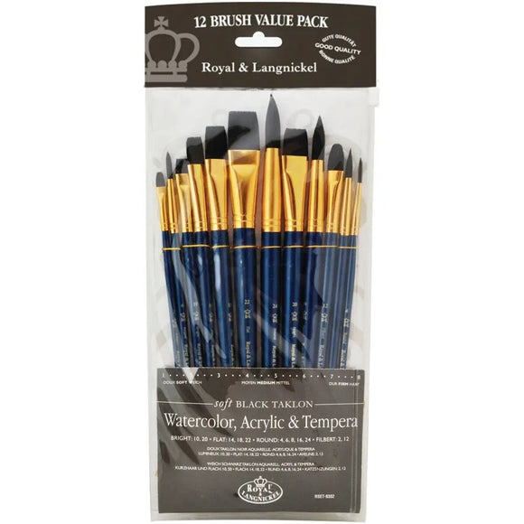 Royal - Black Soft Taklon Brush Set #9302 (- Pack of 12) Royal